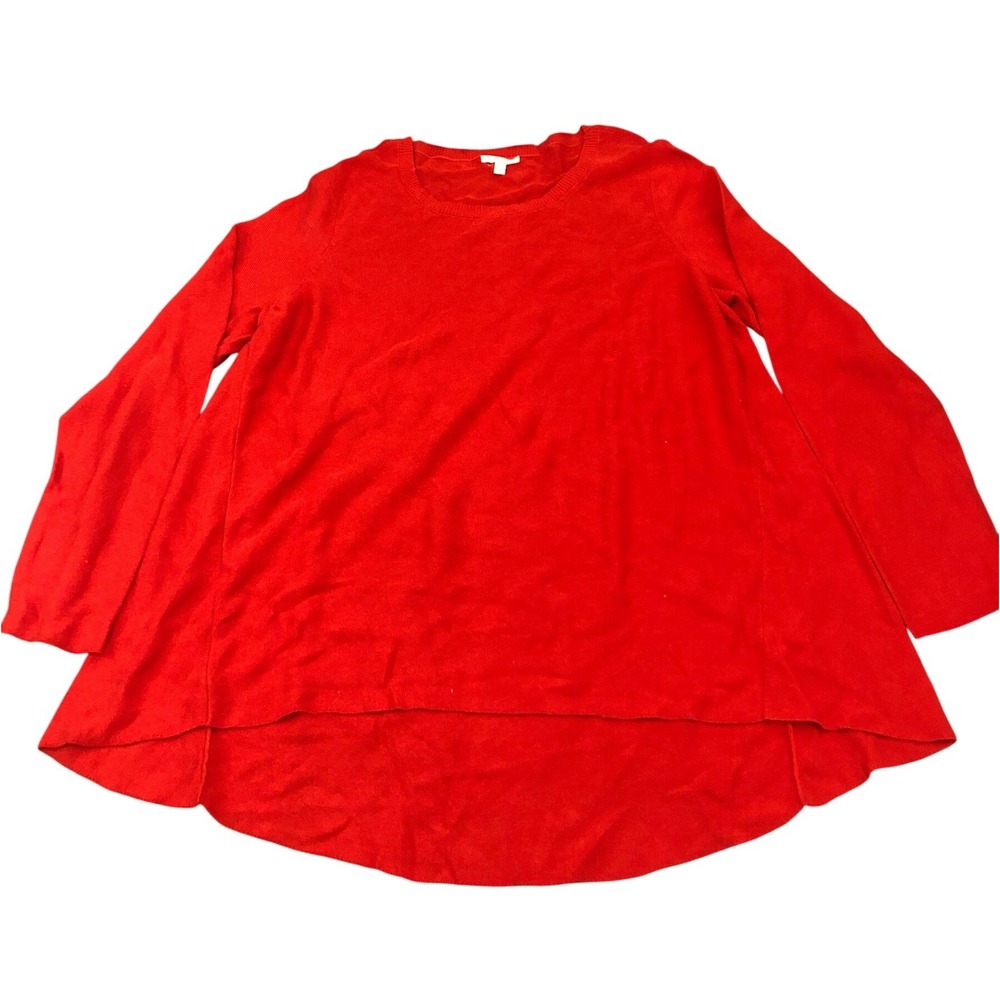 EILEEN FISHER Organic Cotton Peru Lava Red High Low sweater tunic 2x $238